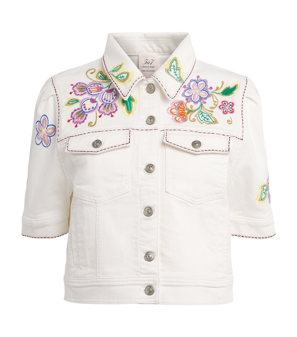 Cinq A Sept Womens Jardin Boheme Carley Denim Jacket Scour Multi