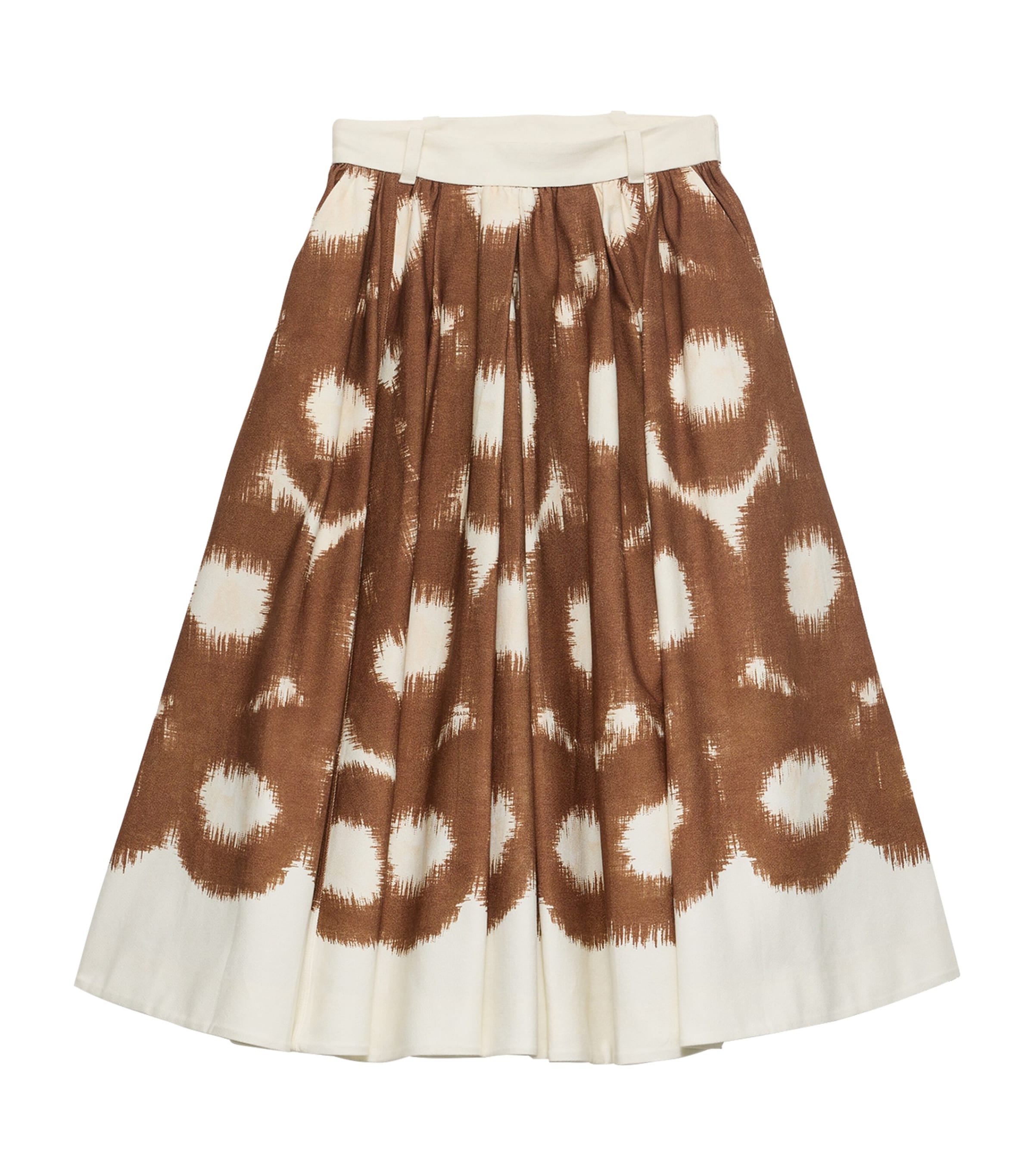Prada Womens Cotton Printed Midi Skirt