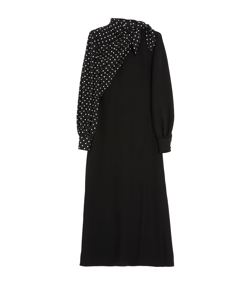 Silk Polka-Dot Midi Dress