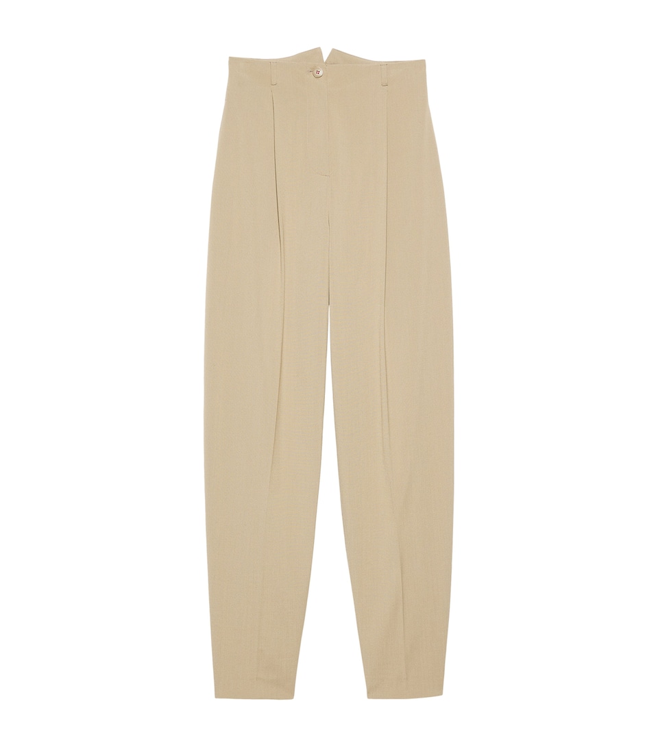 MAX&Co. Womens Barrel-Leg Pleated Trousers Turtledove