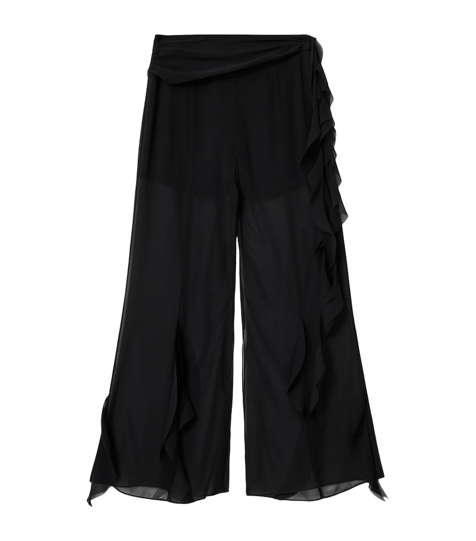 AllSaints Womens Frill-Trim Minna Trousers Black