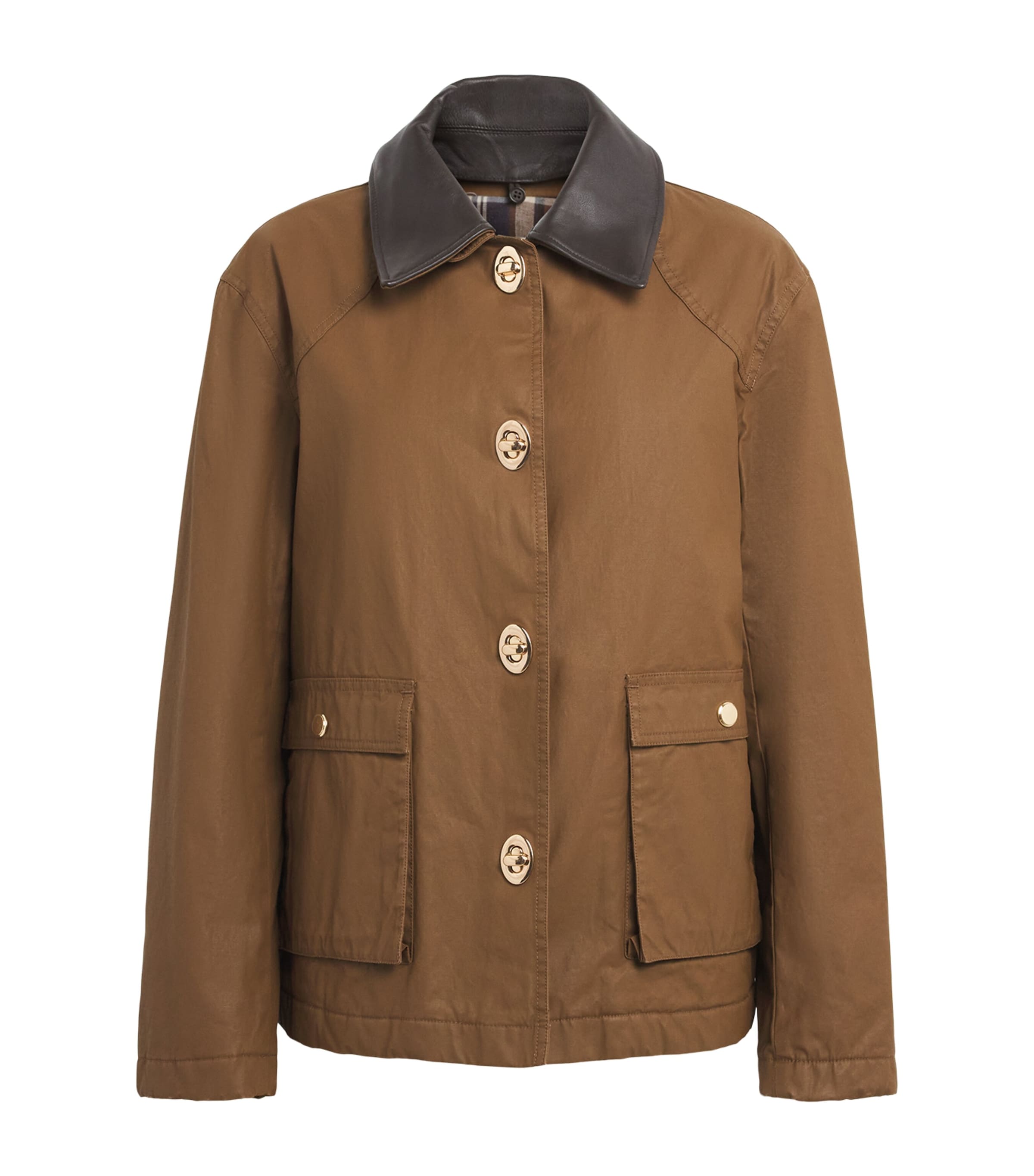 Claudie Pierlot Womens Cotton Waxed Parka Jacket Chocolate