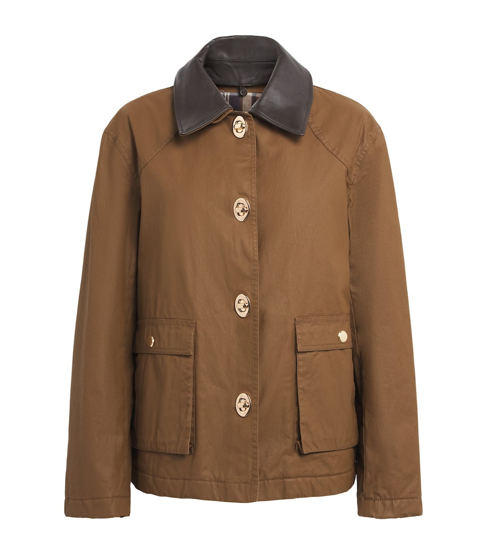 Claudie Pierlot Womens Cotton Waxed Parka Jacket Chocolate
