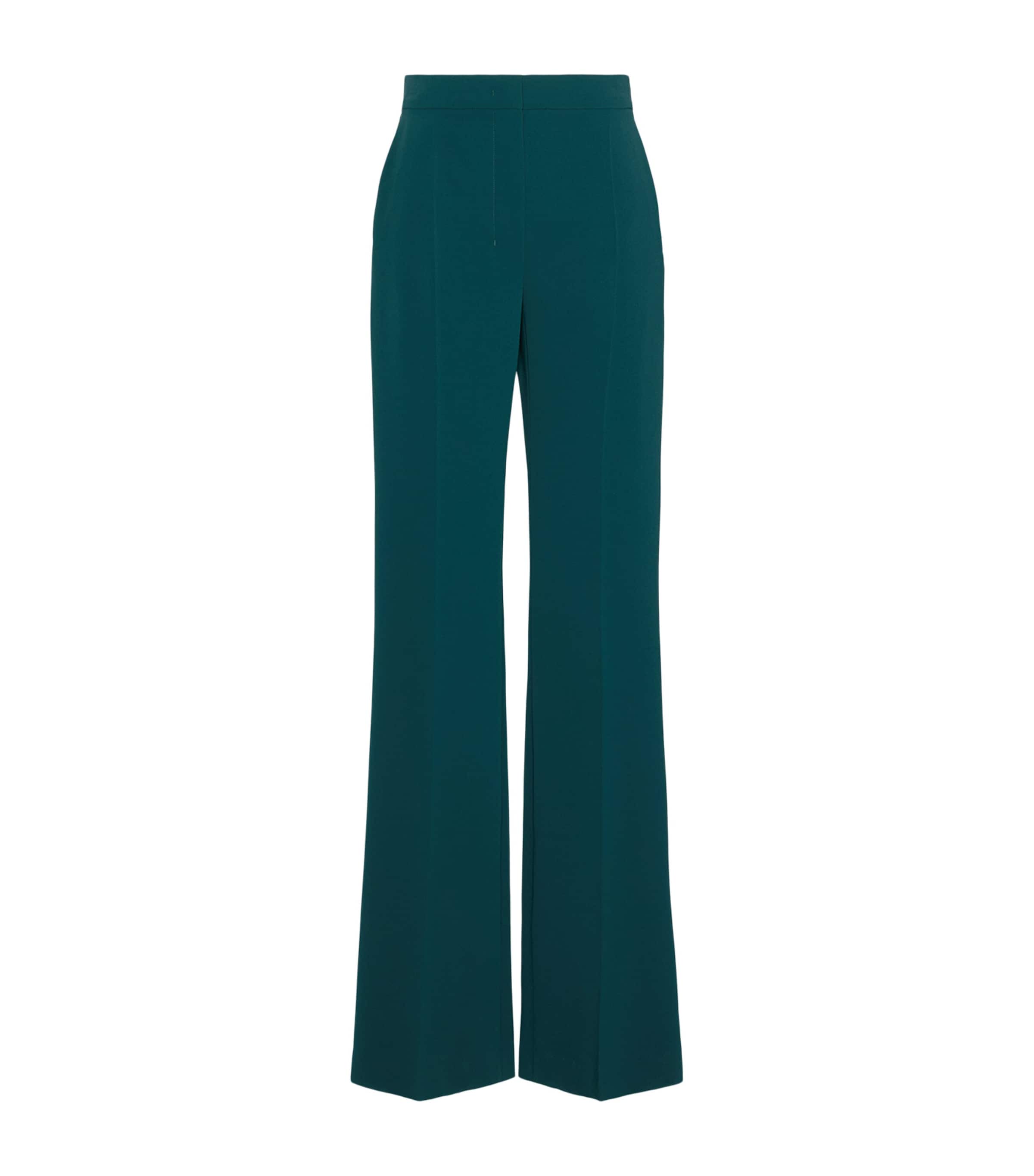 Max Mara Womens Flared Tuxedo Trousers Dark Green