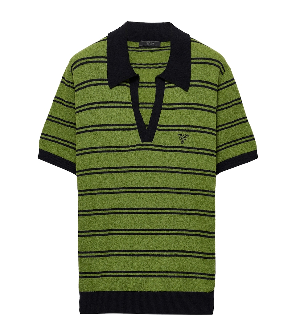 Terry Cotton Striped Polo Shirt