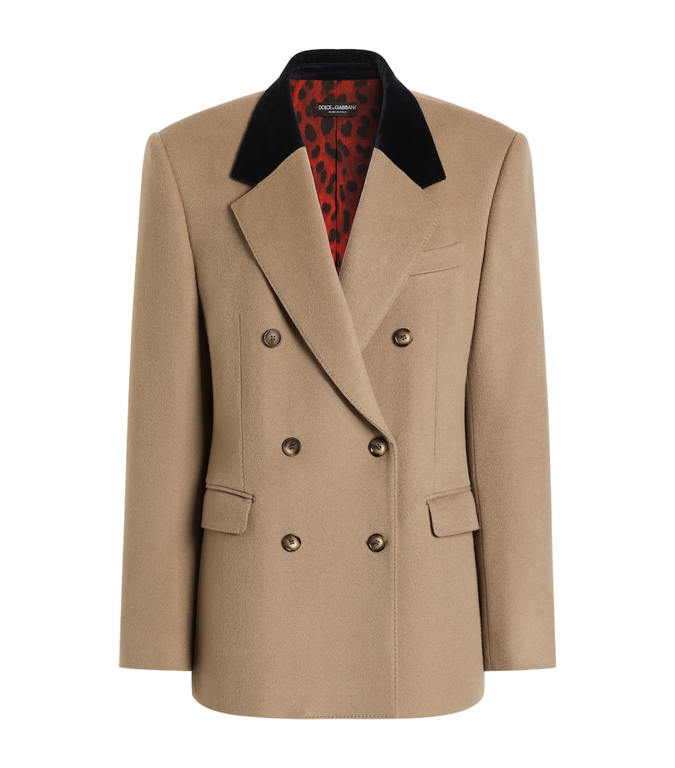 Dolce&Gabbana Womens Cashmere Double-Breasted Blazer Beige