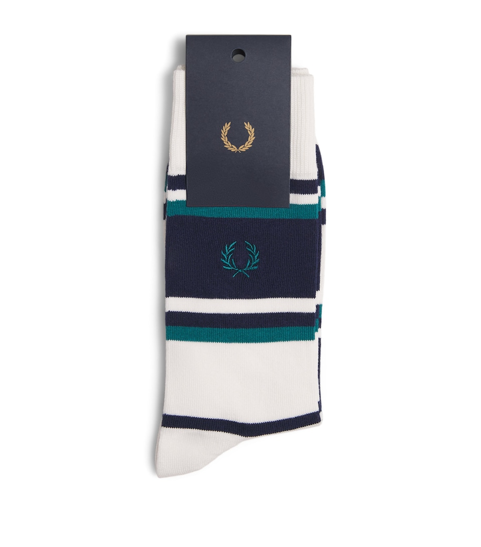 Fred Perry Mens Cotton-Blend Tennis Stripe Socks Snow White