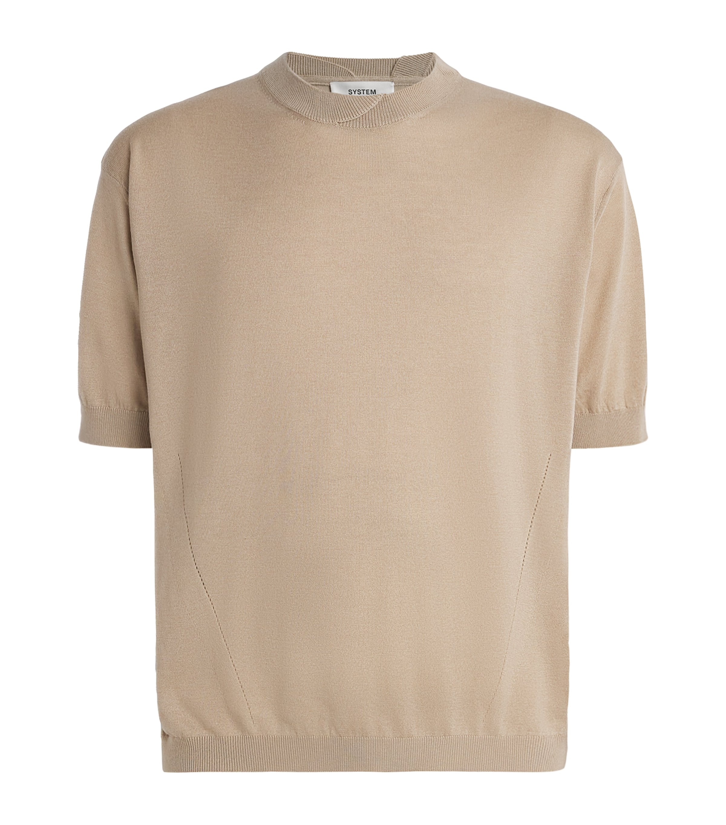 System Mens Wool T-Shirt Khaki Beige