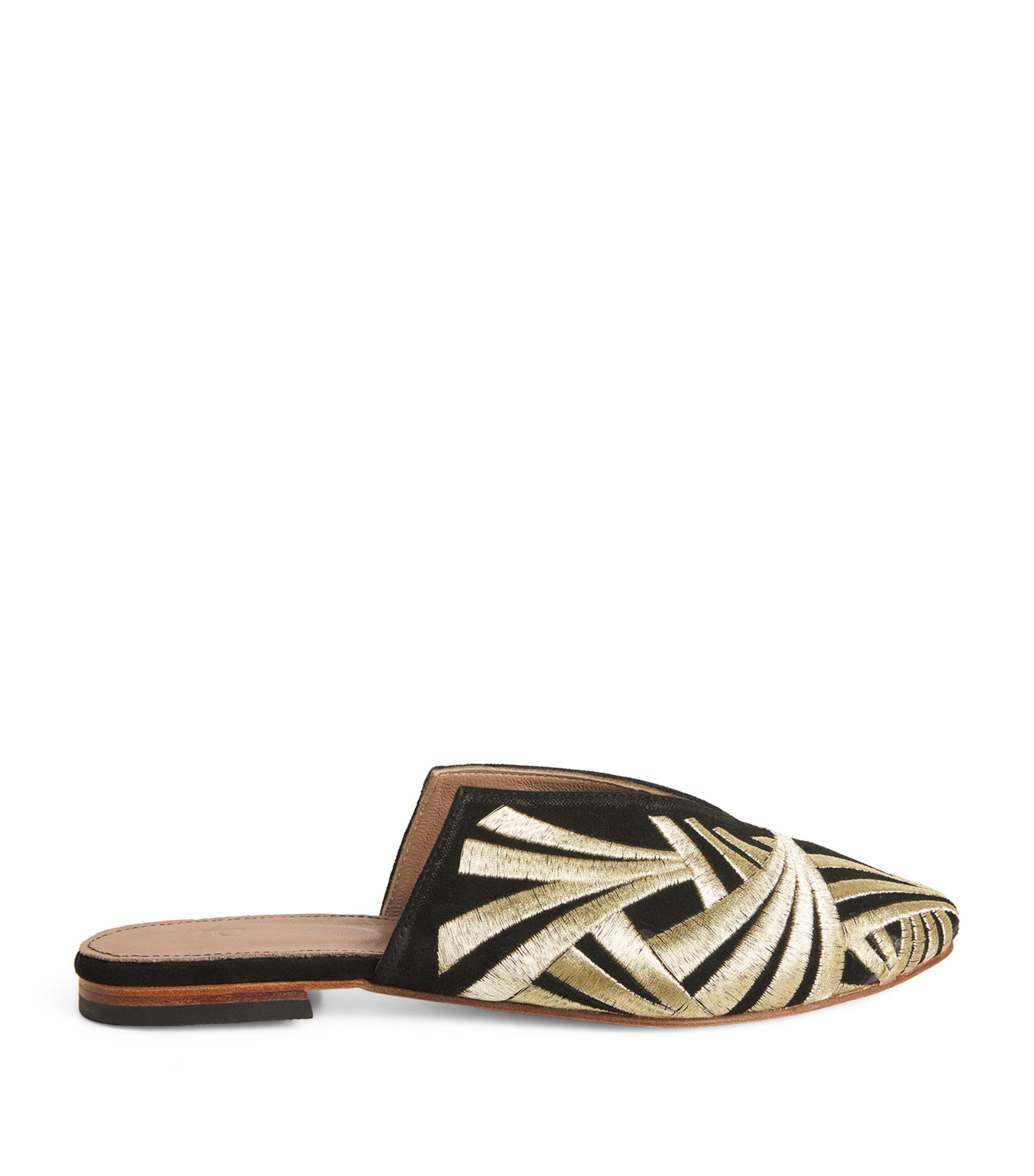 Suede Embroidered Palazzo Signoria Mules