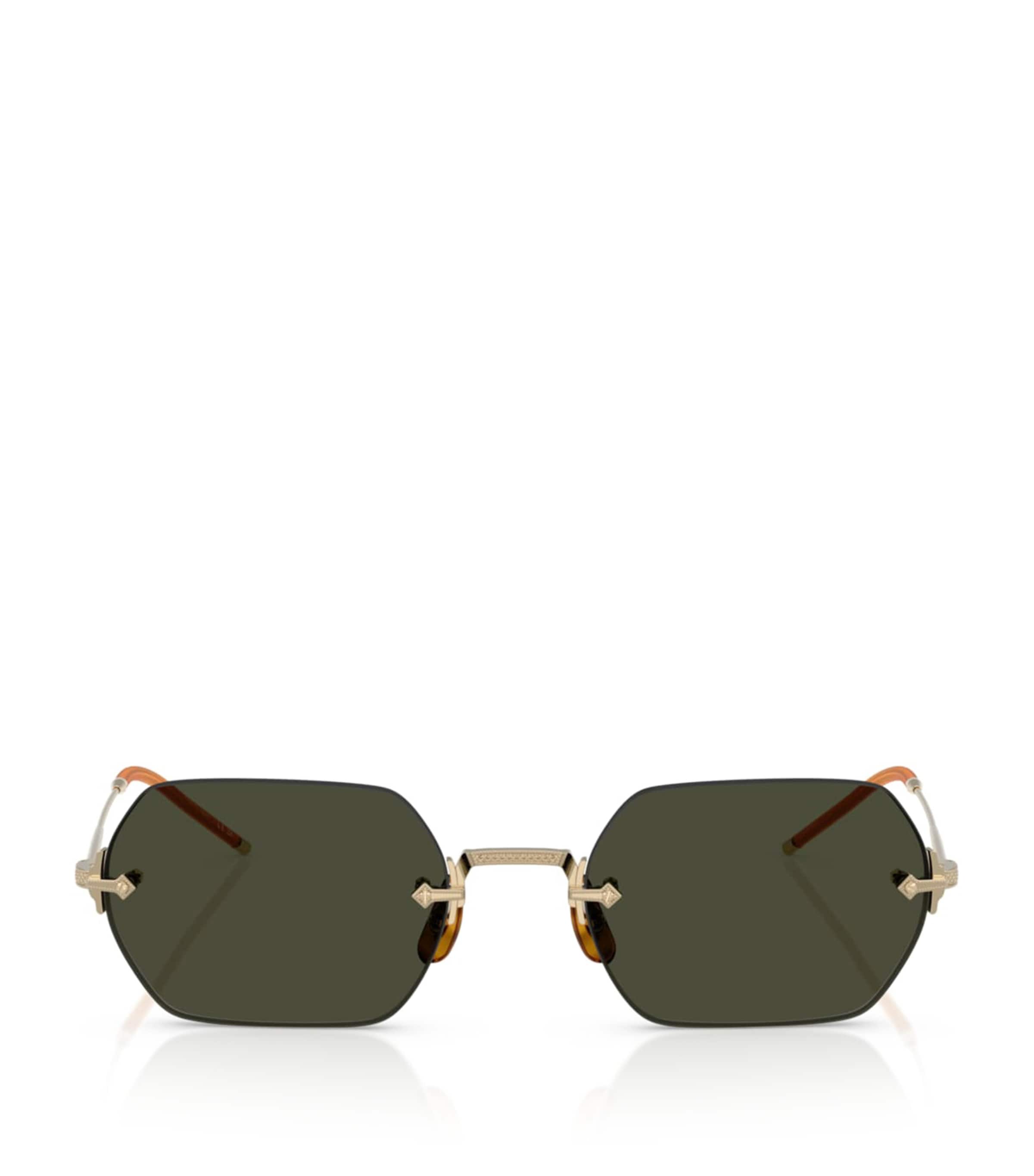 Oliver Peoples Titanium TK-13 Rectangle Sunglasses Gold