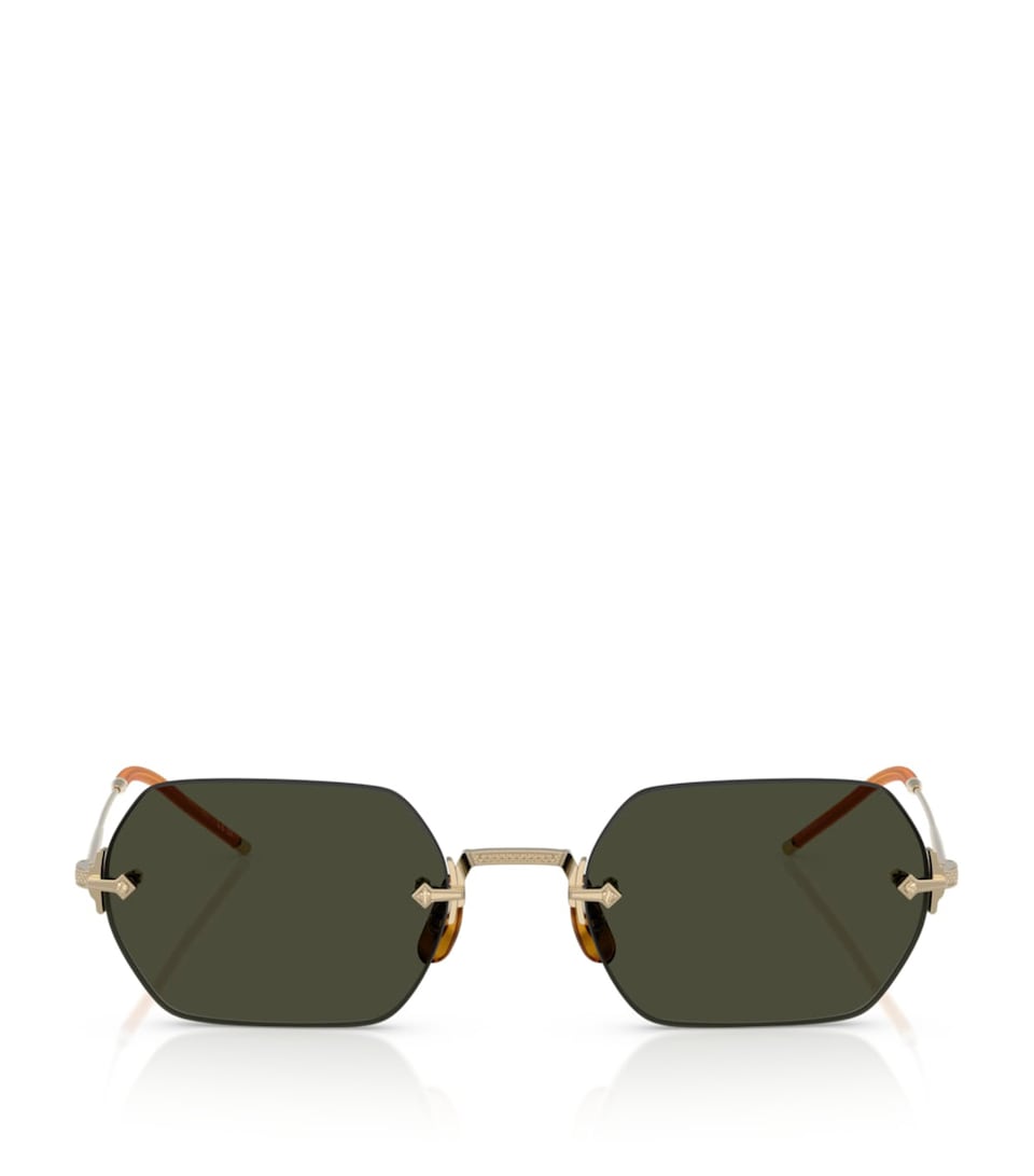 Oliver Peoples Titanium TK-13 Rectangle Sunglasses Gold