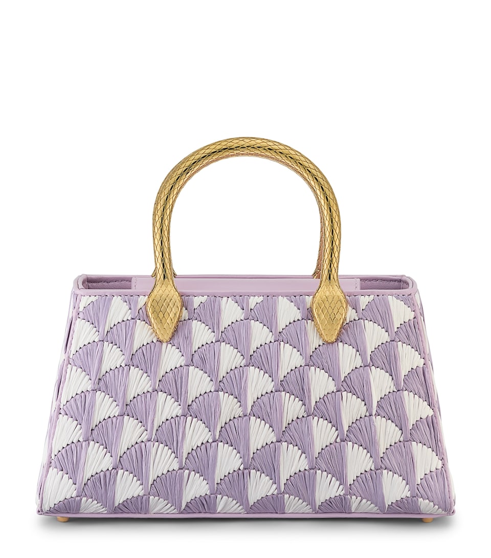 Bvlgari Raffia Serpentine Duette Top-Handle Bag Fuchsia