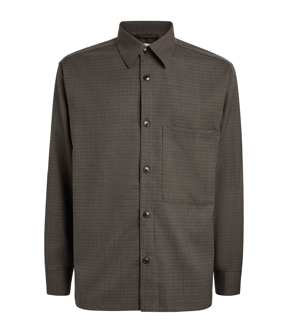 NN.07 Mens Wool-Blend Freddy Overshirt Green Check