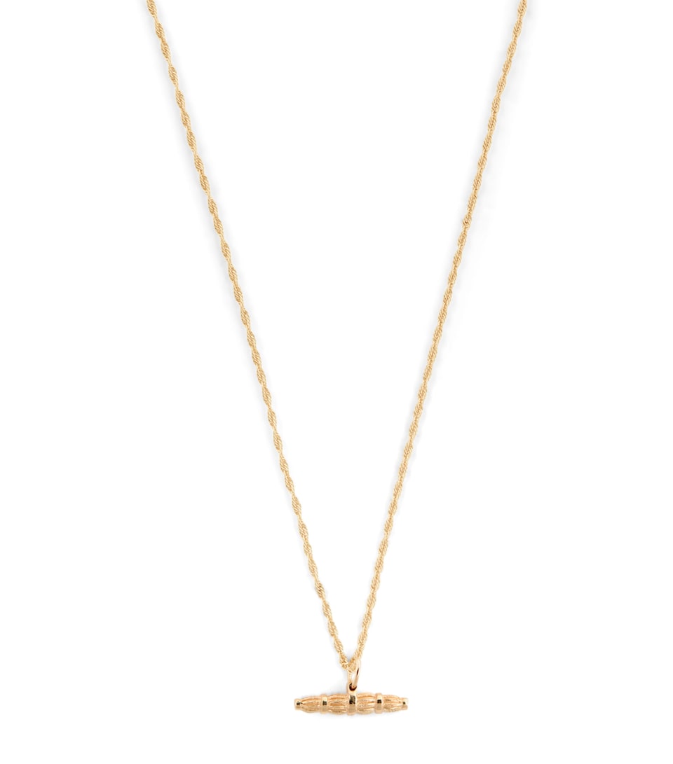 Recycled Yellow Gold Willow Bar Pendant Necklace