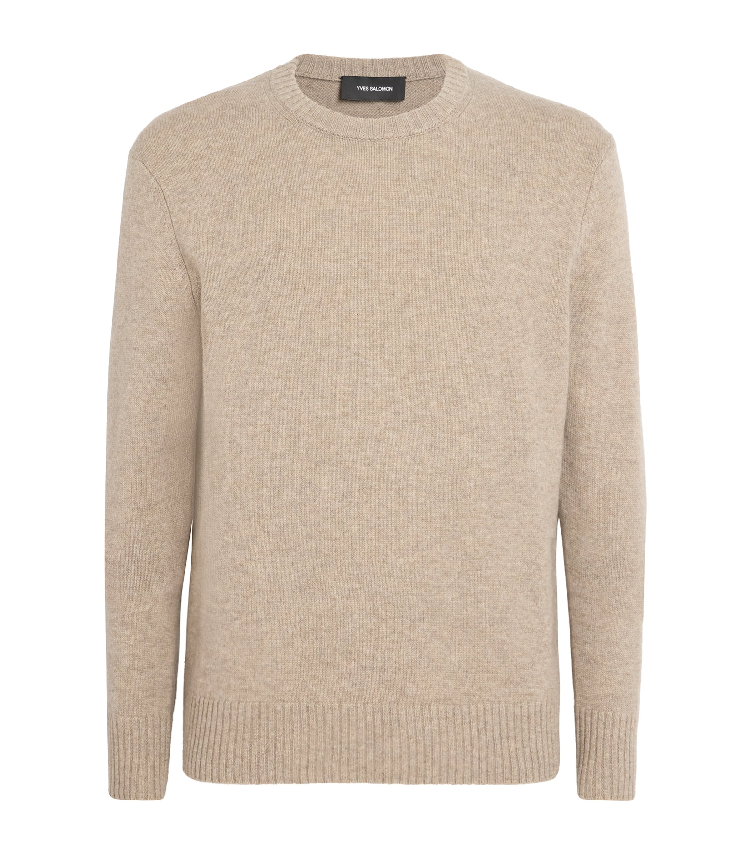 Yves Salomon Mens Wool-Cashmere Crew-Neck Sweater Sandstorm