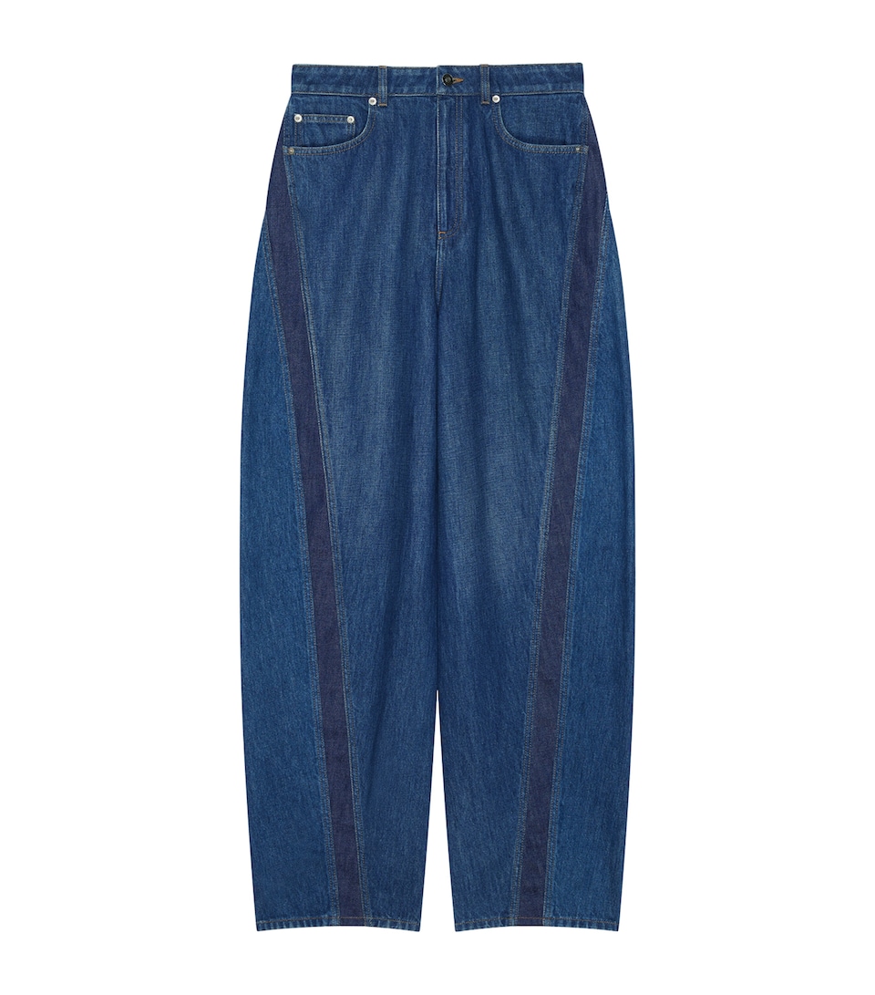 Givenchy Womens Two-Tone Cocoon Wide-Leg Jeans
