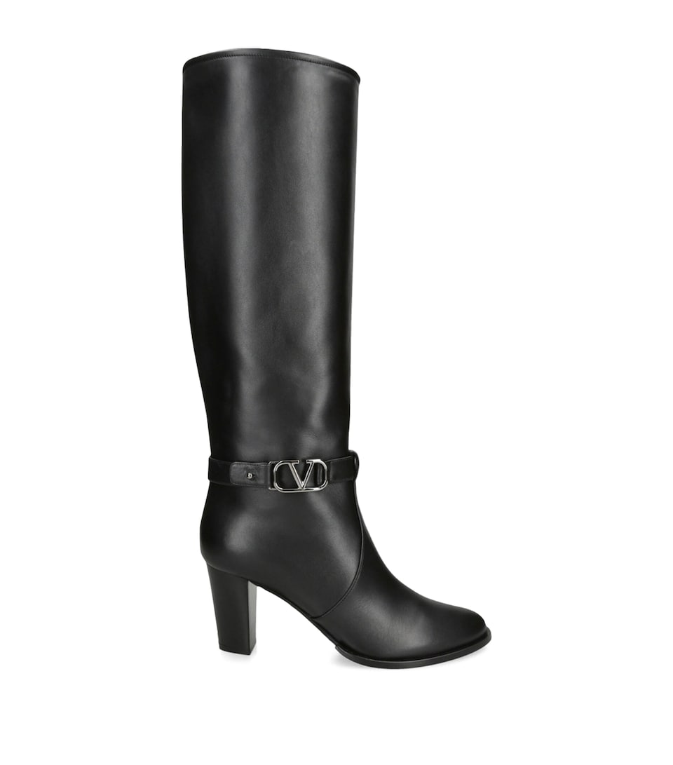 Leather VLogo Knee-High Boots 75