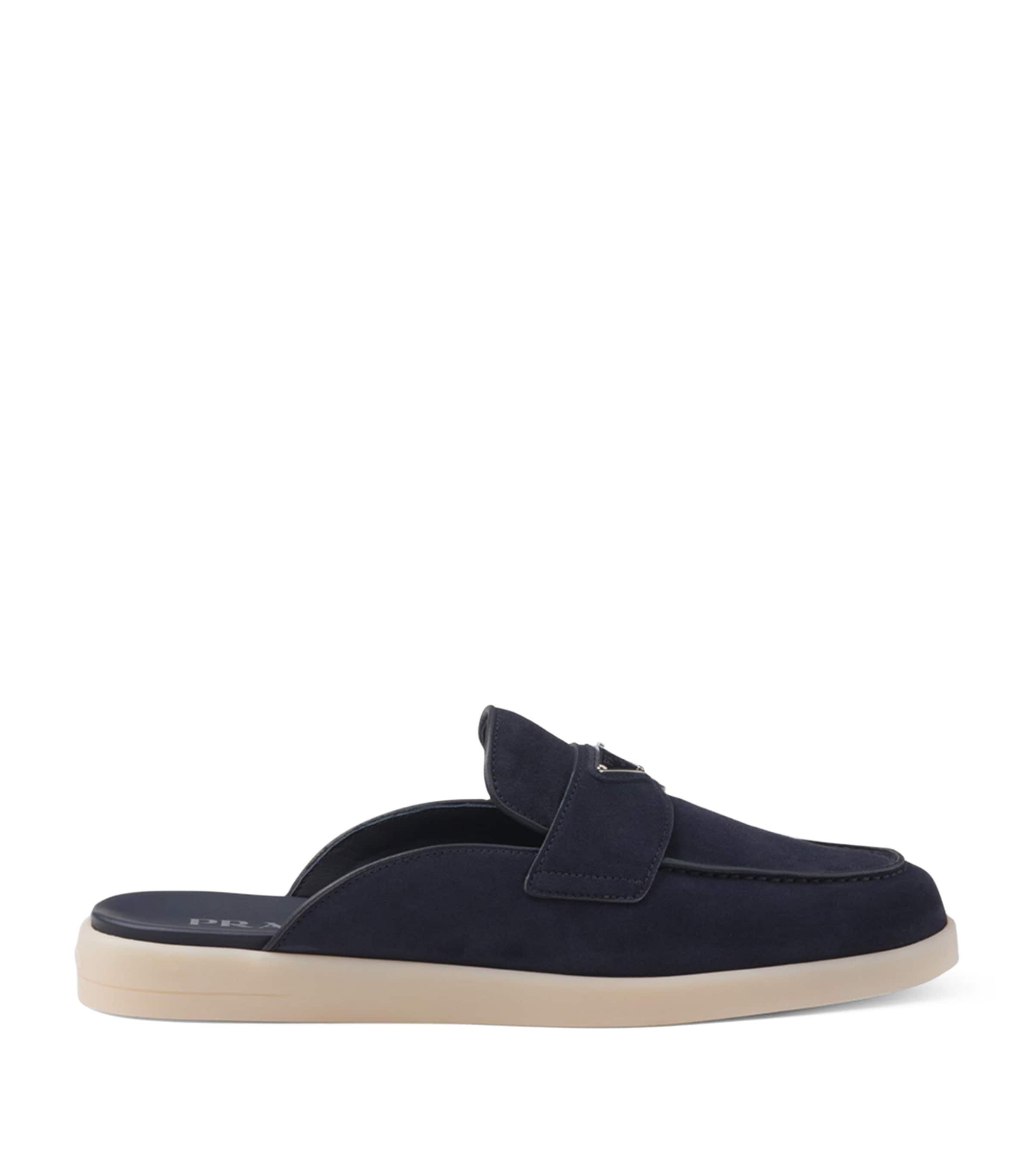 Prada Suede Triangle Mules