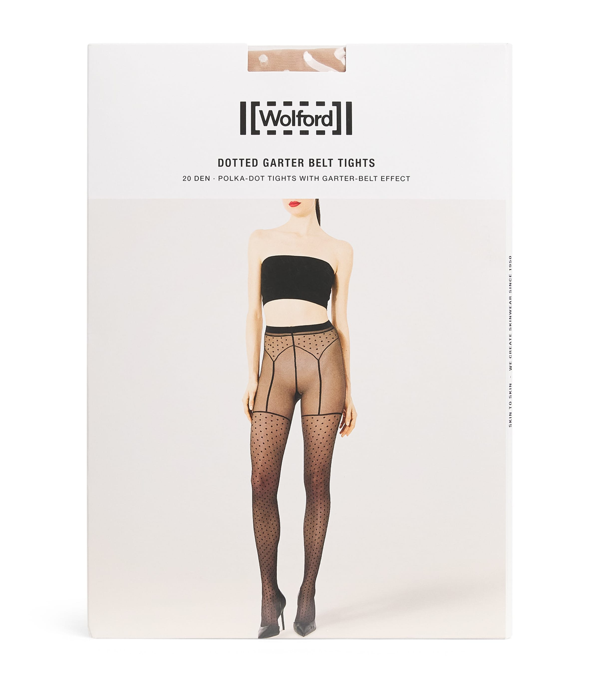 Wolford Womens Dotted Garter Belt 20 Tights Frly Lght White
