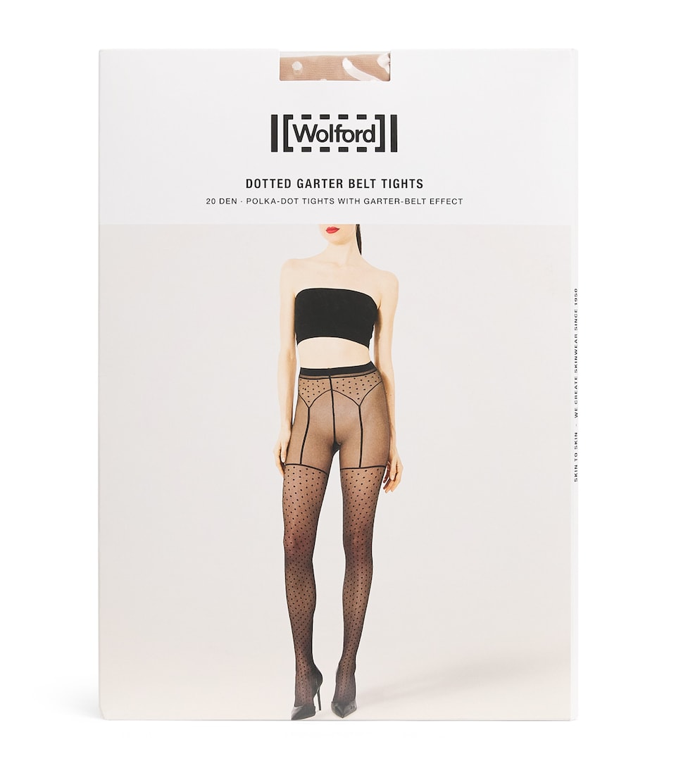 Wolford Womens Dotted Garter Belt 20 Tights Frly Lght White