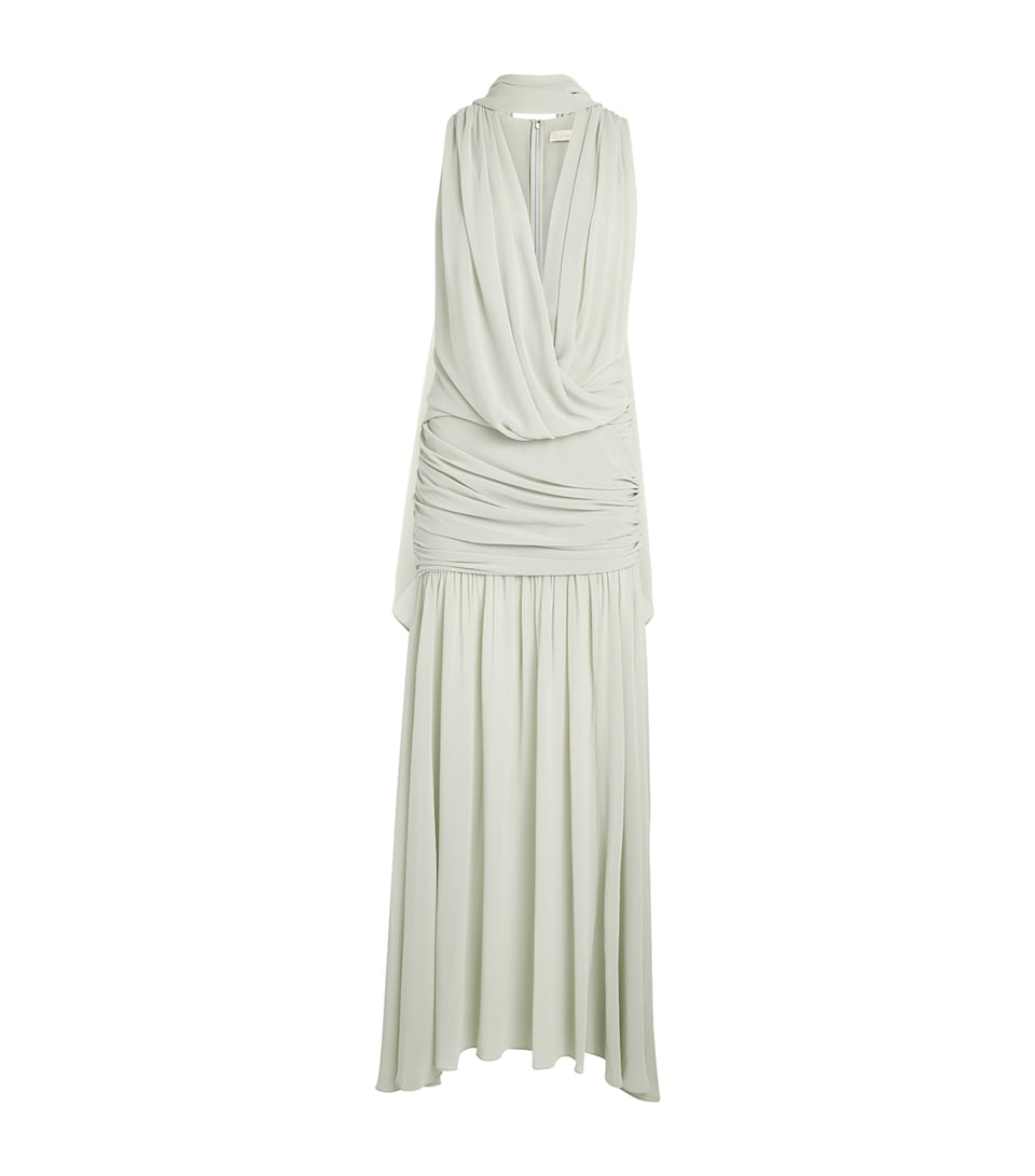 De La Vali Womens Chiffon Azul Maxi Dress Ice Green