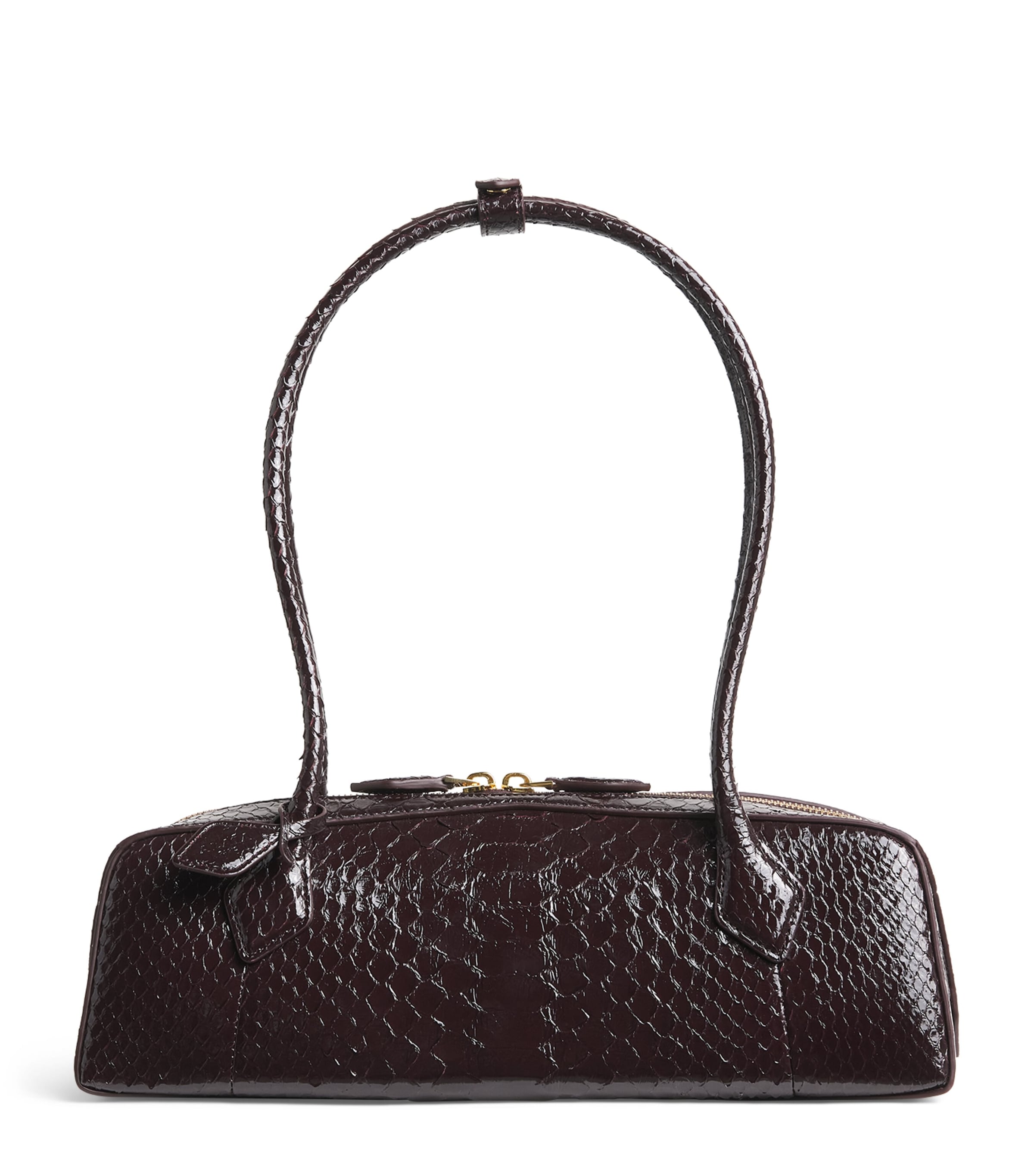 Alaïa Medium Snakeskin Le Teckel Shoulder Bag Bordeaux