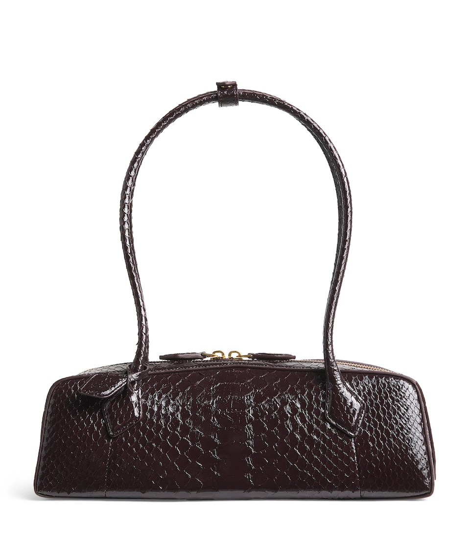 Alaïa Medium Snakeskin Le Teckel Shoulder Bag Bordeaux