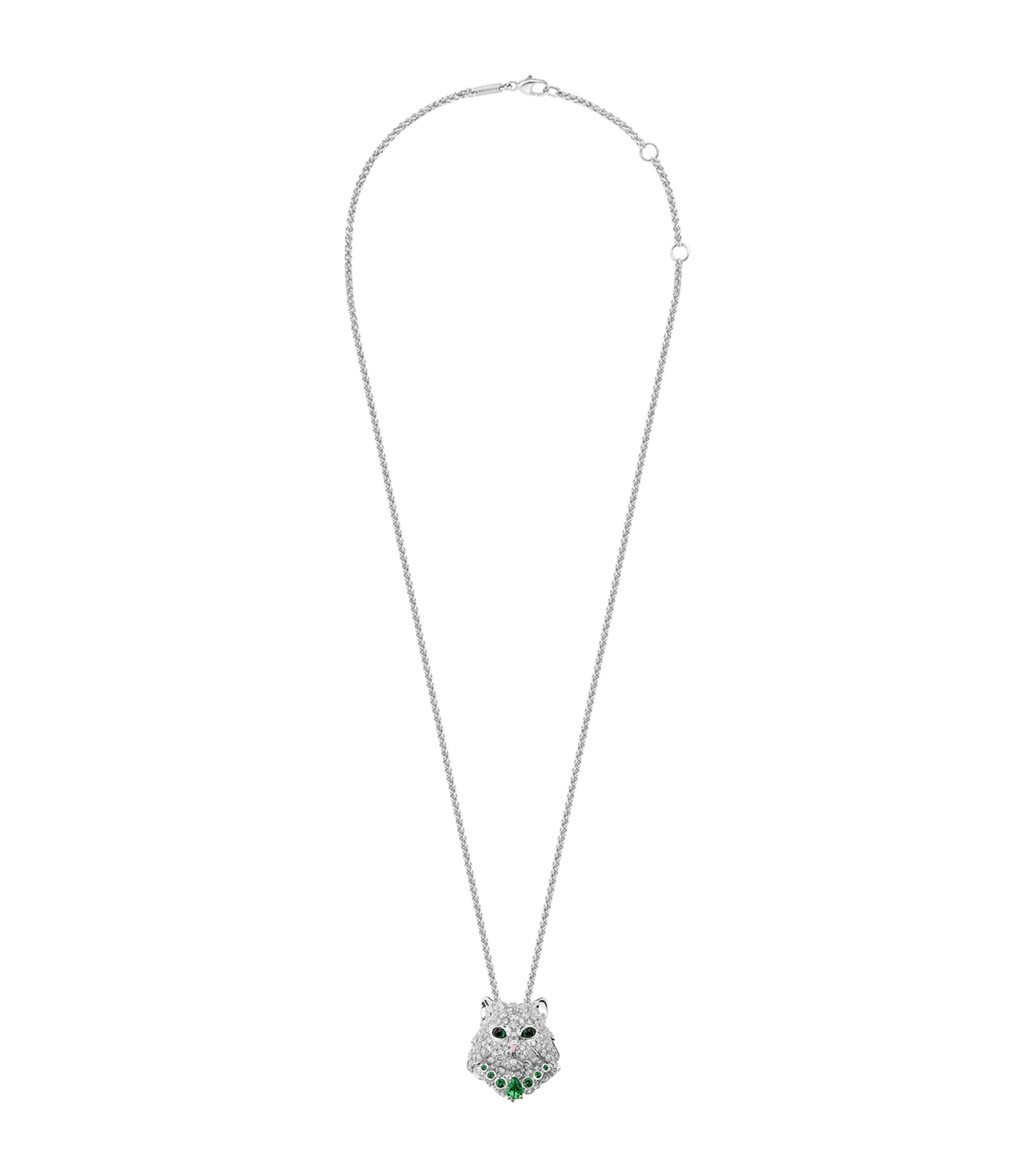 White Gold and Diamond Wladimir the Cat Necklace