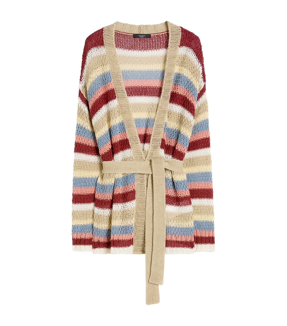Linen Open-Knit Stripe Cardigan