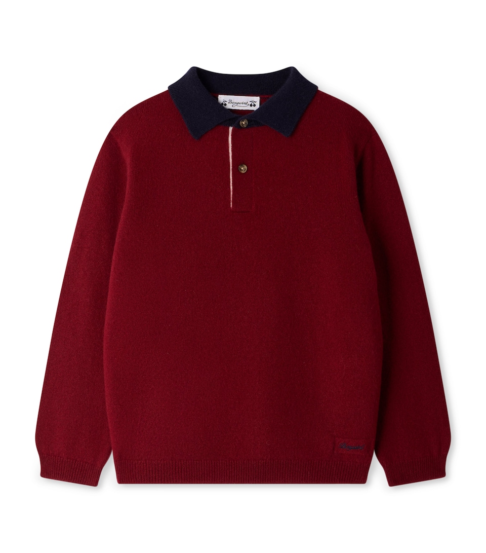 Bonpoint Cashmere Polo Sweater (4-8 Years) Ra Bordeaux