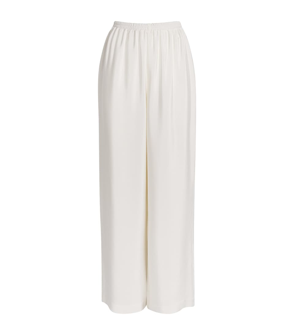 Eskandar Womens Silk Wide-Leg Trousers White