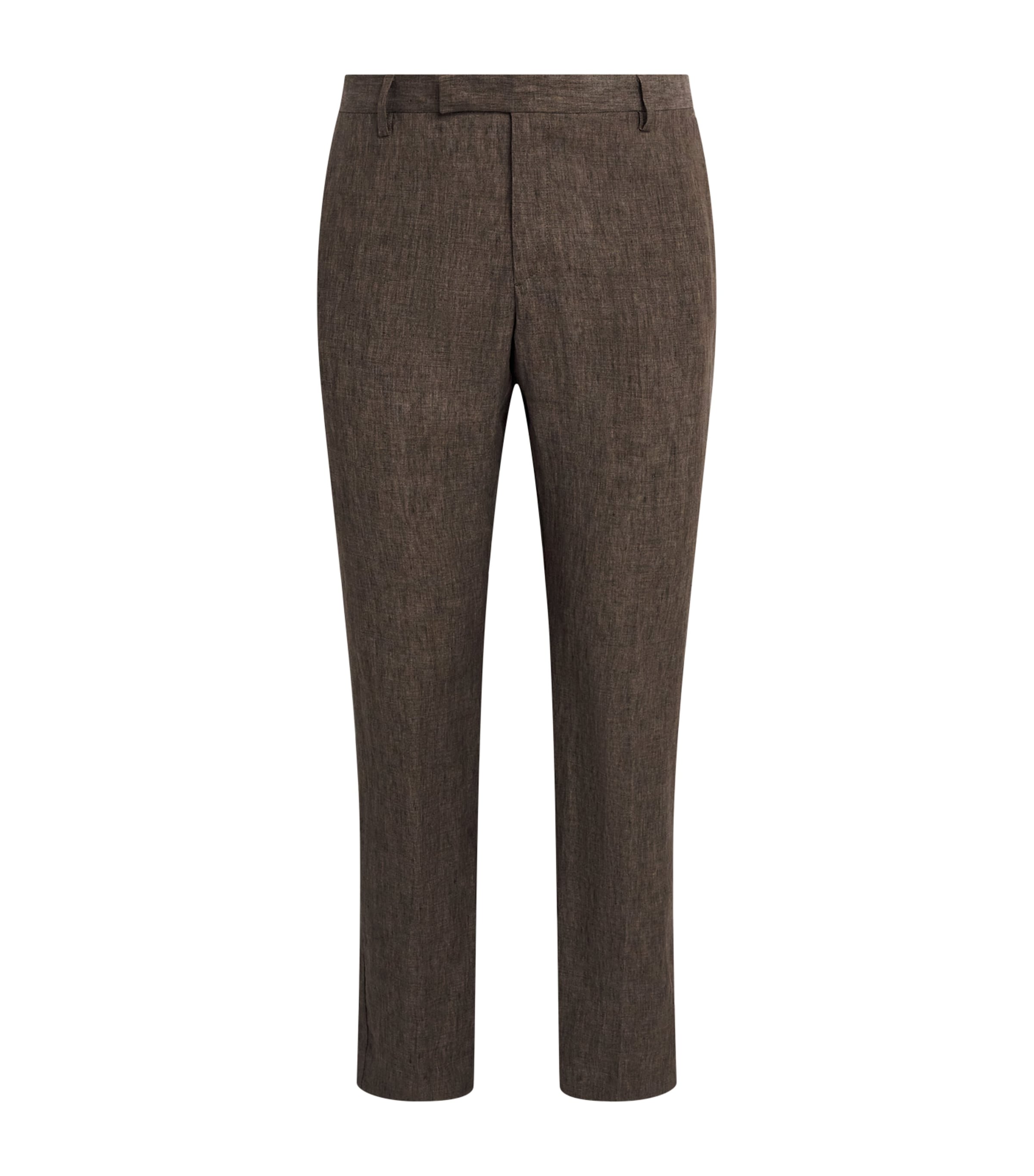 Sunspel Mens Linen Slim Trousers Brgw Dark Walnu