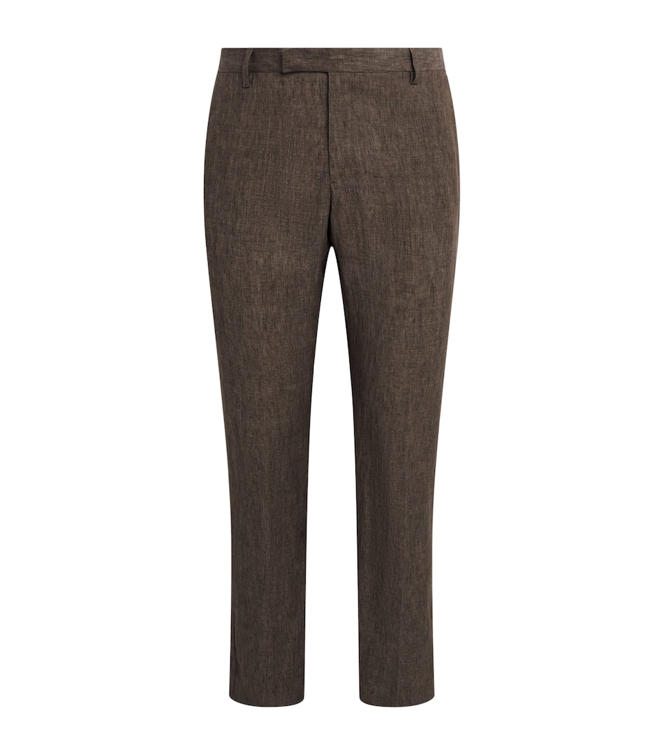 Sunspel Mens Linen Slim Trousers Brgw Dark Walnu