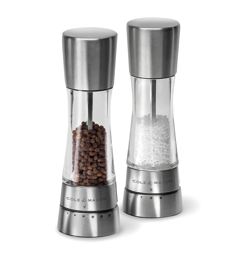 Cole & Mason Stainless Steel Derwent Salt and Pepper Mills Set Clear