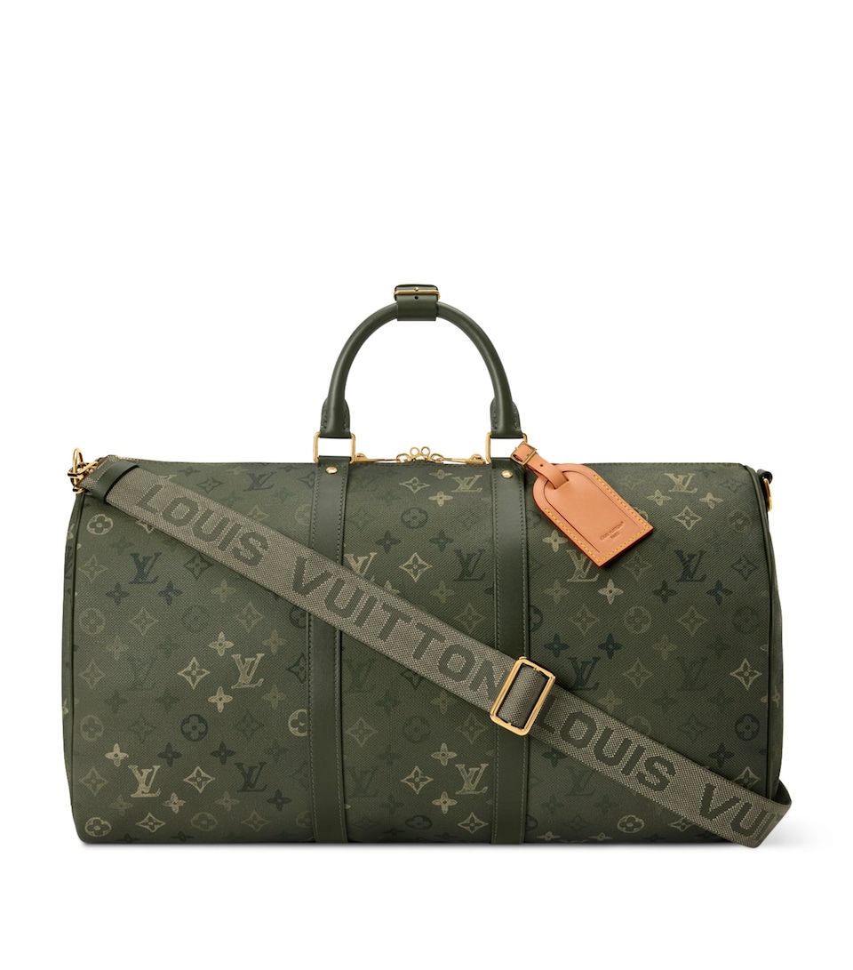 LOUIS VUITTON Canvas Keepall Bandoulière 50 Weekend Bag Khaki Green