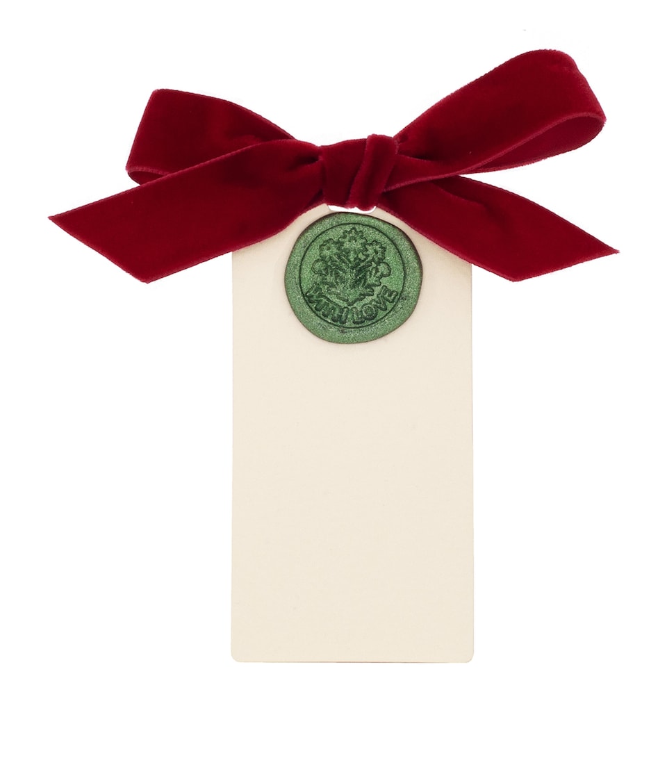 Set of 6 Velvet-Ribbon 'With Love' Gift Tags (6cm x 12cm)