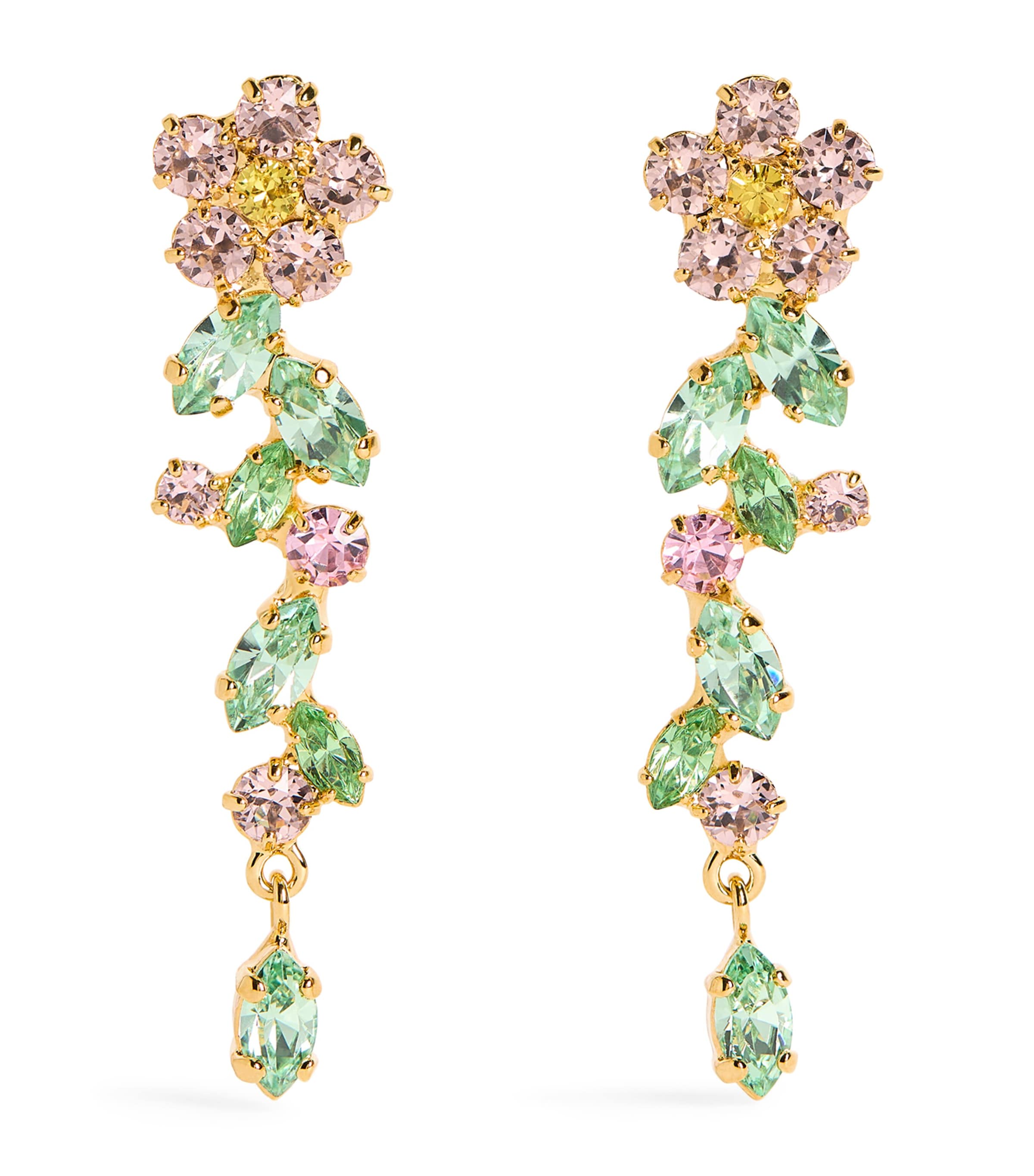 Jennifer Behr Gold-Plated Embellished Jasmina Drop Earrings Vintage Rose