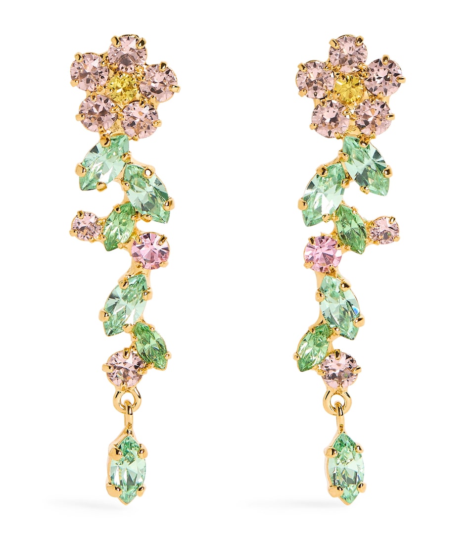 Jennifer Behr Gold-Plated Embellished Jasmina Drop Earrings Vintage Rose