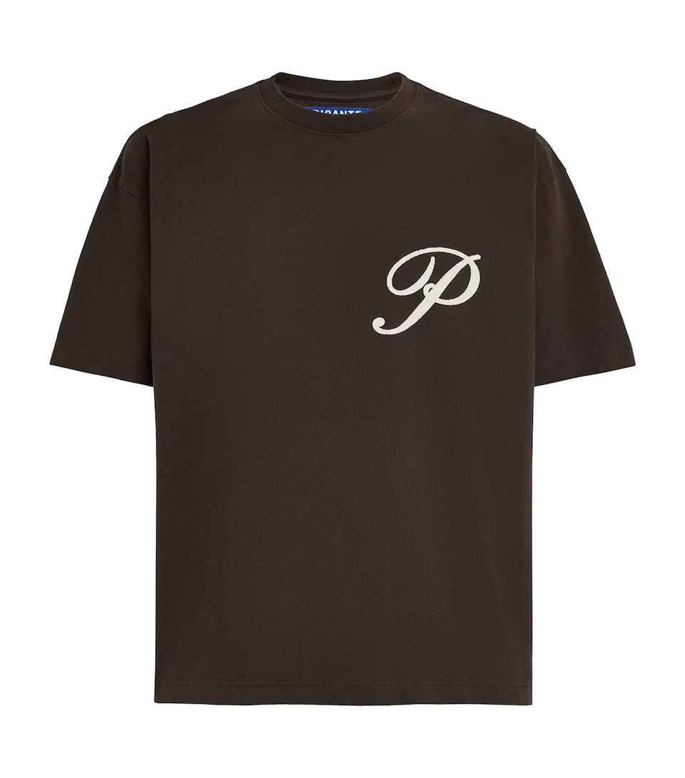 Picante Mens Organic Cotton Gallery Logo T-Shirt Brown