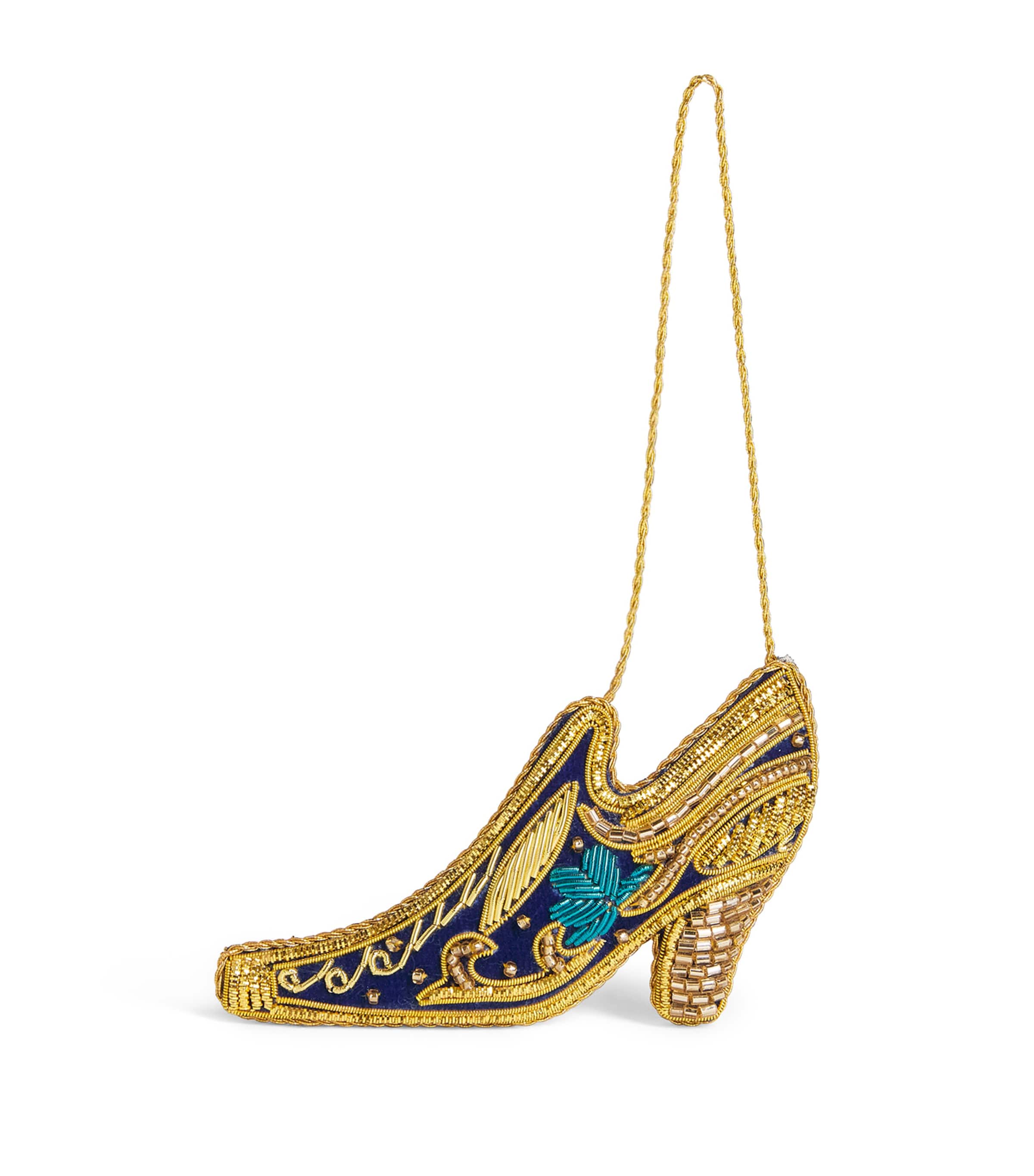 Harrods Bead-Embellished Shoe Tree Decoration Navy Blue