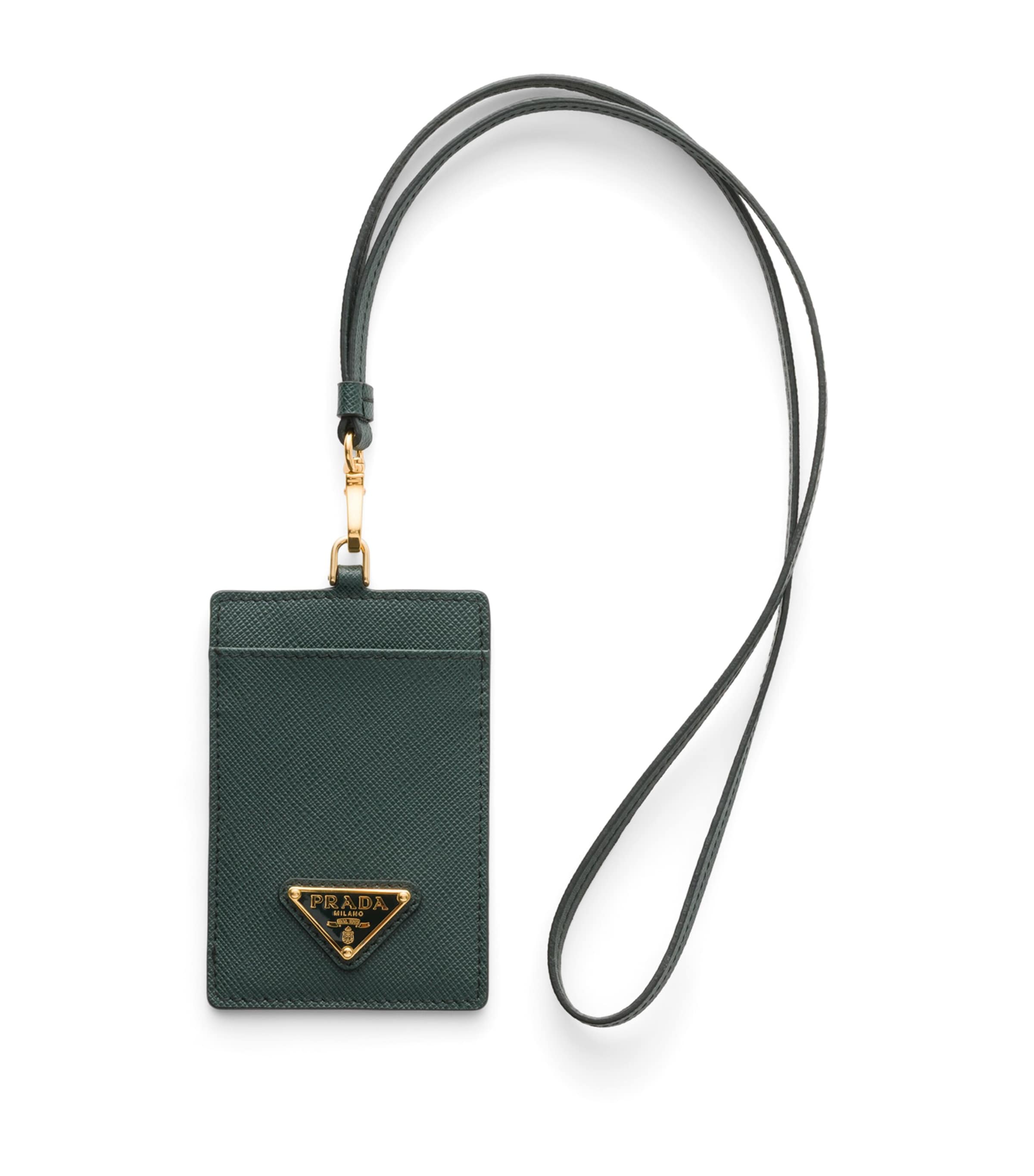 Prada Saffiano Leather Badge Holder Green