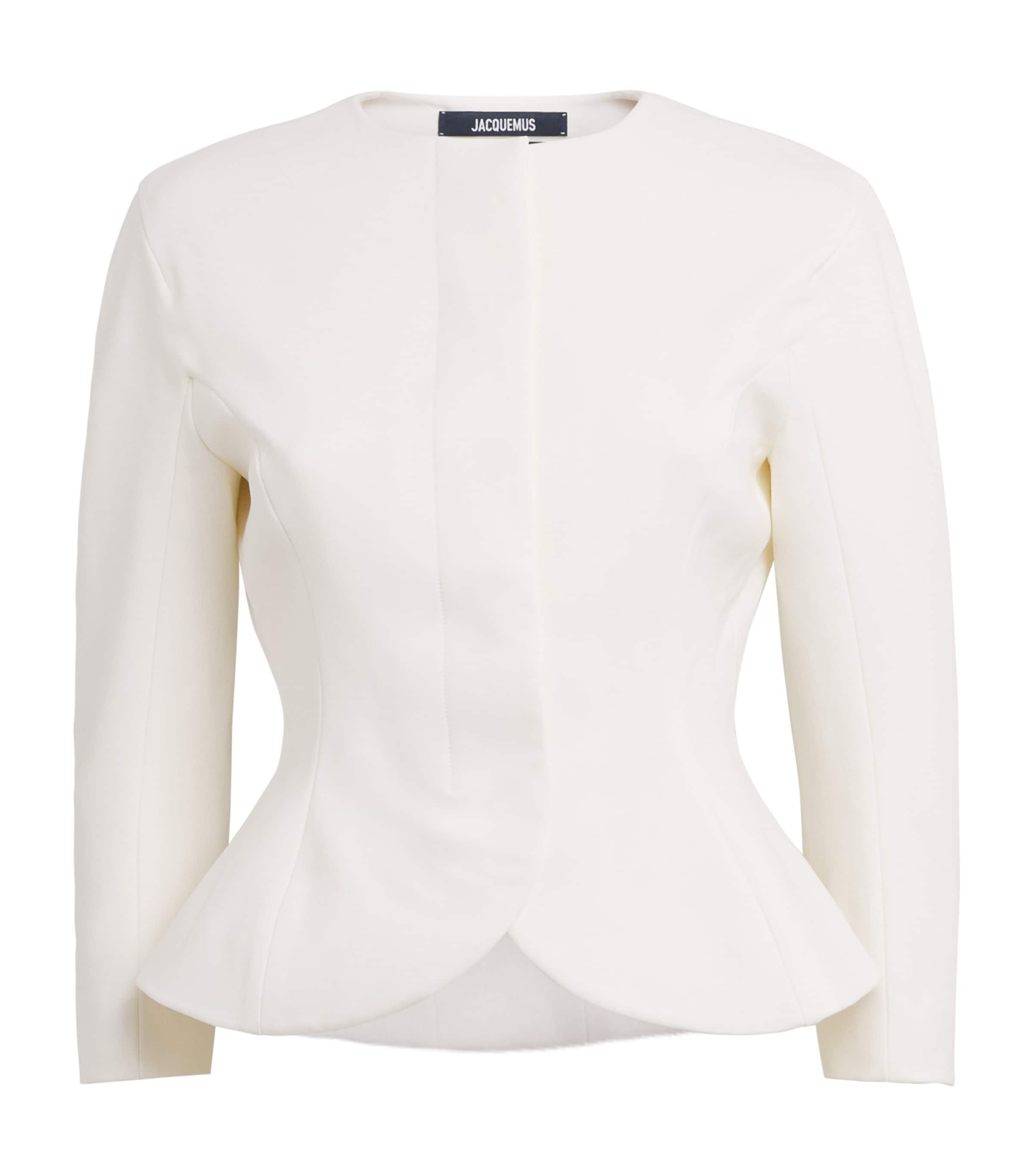 Jacquemus Womens Peplum-Effect Palmier Jacket White
