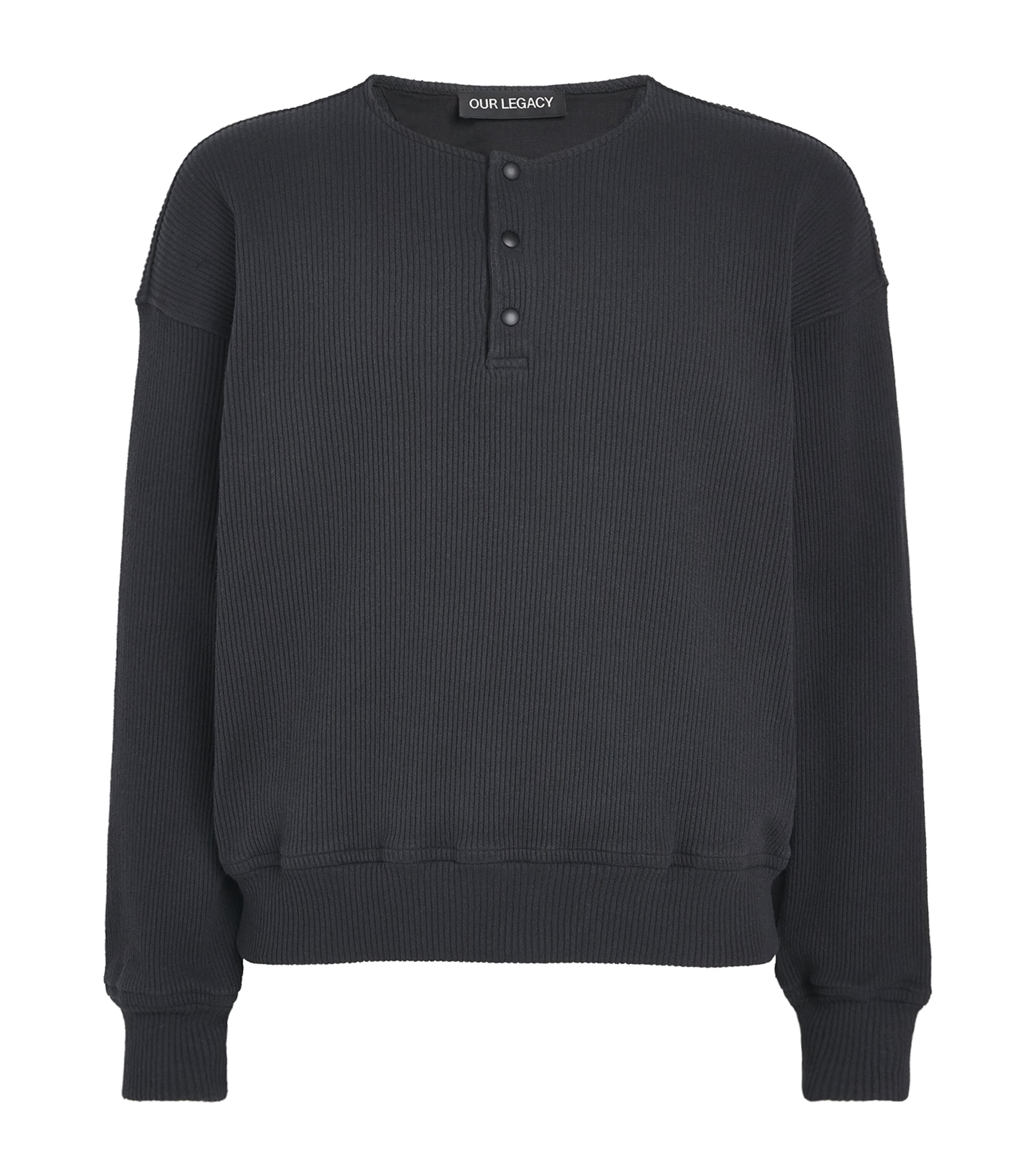 Our Legacy Mens Stretch-Cotton Sweatshirt Furnace Blk Befy Rib