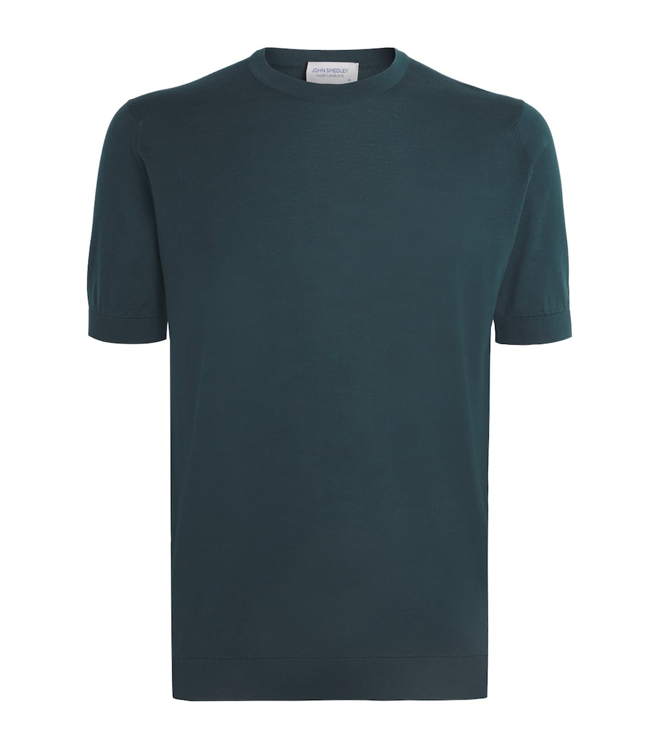 John Smedley Mens Merino Wool T-Shirt Rainforest