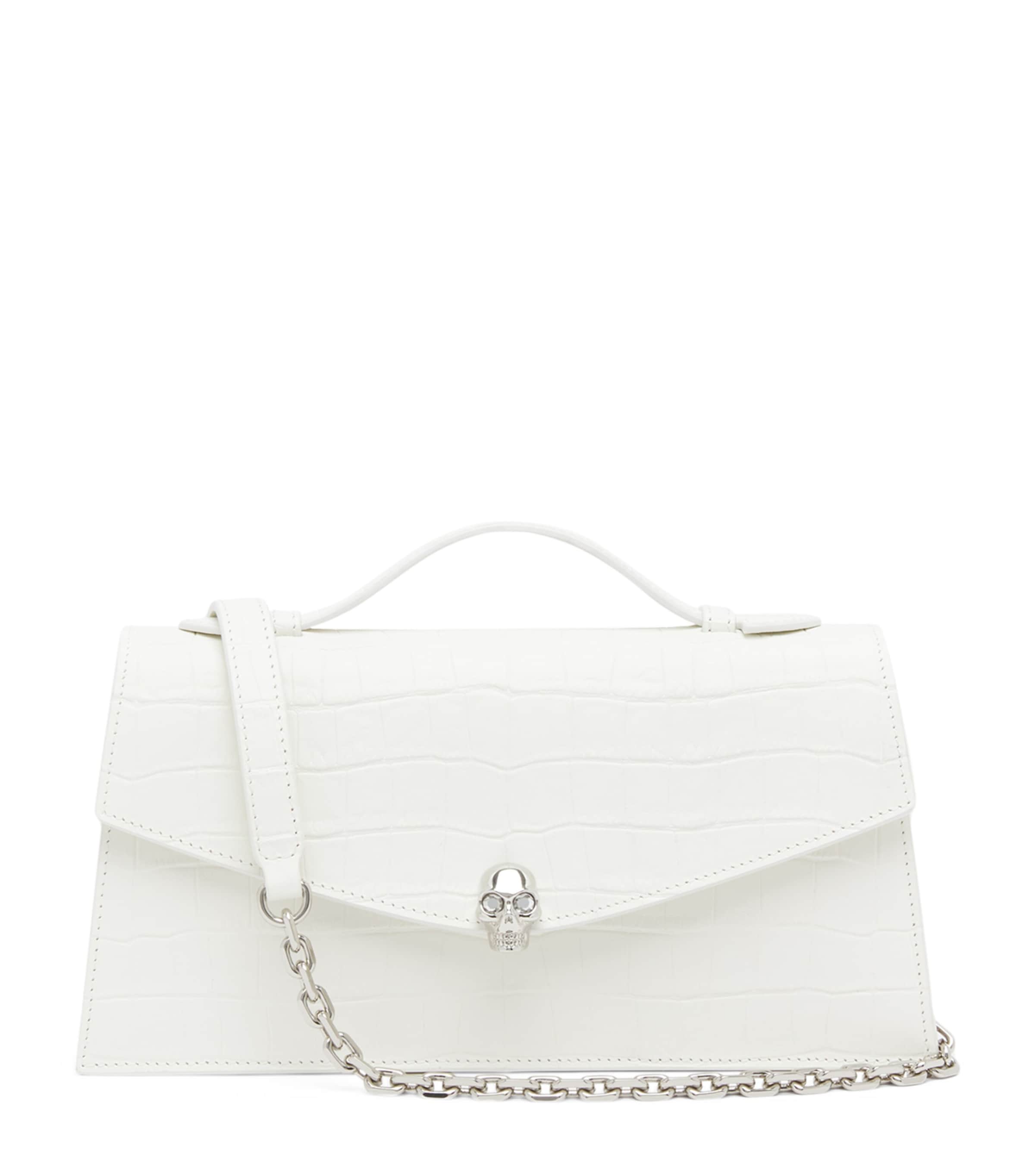 McQueen Croc-Embossed Skull Top-Handle Bag