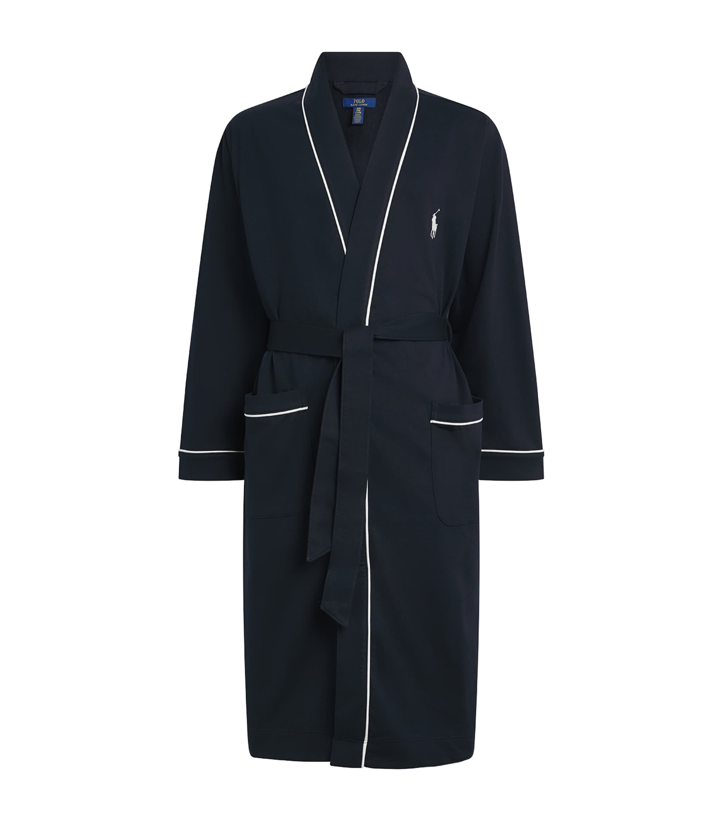 Polo Ralph Lauren Mens Cotton-Blend Jersey Bath Robe Collection Navy