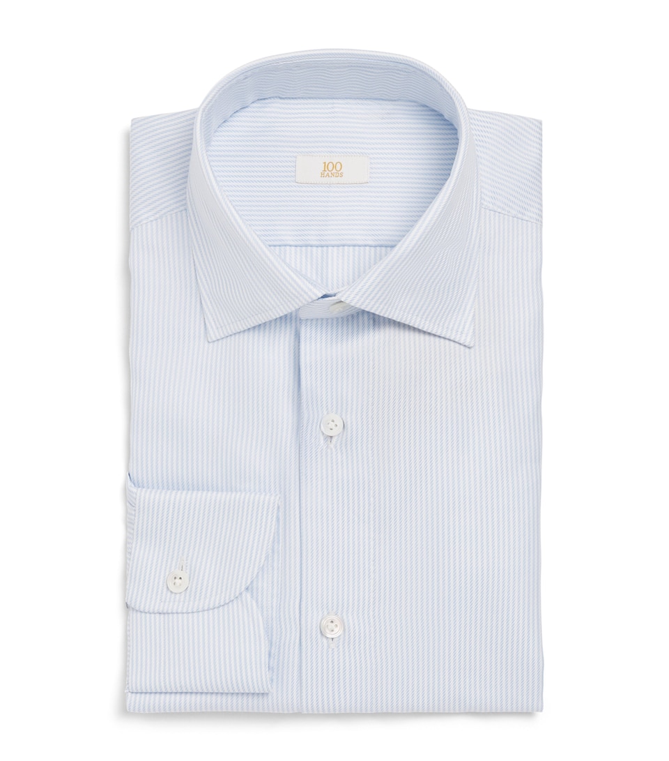 100HANDS Mens Cotton Twisted Stripe Shirt Light Blue