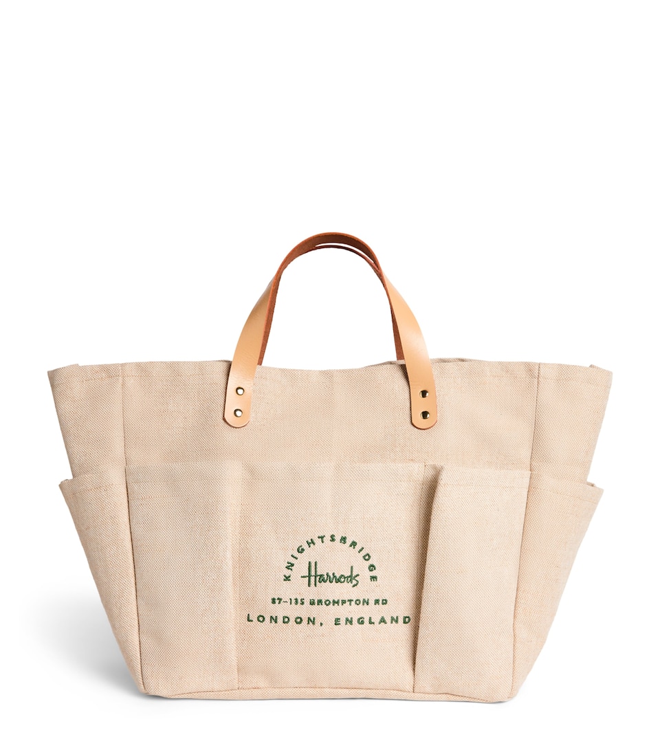 Harrods Large Jute Garden Tote Bag Neutral