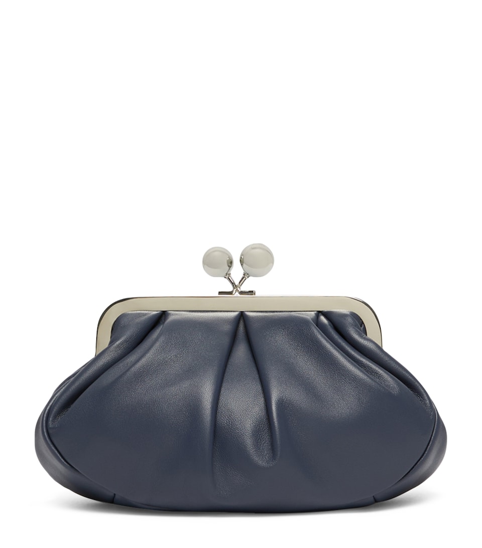 Weekend Max Mara Small Leather Pasticcino Clutch Bag Ultramarine