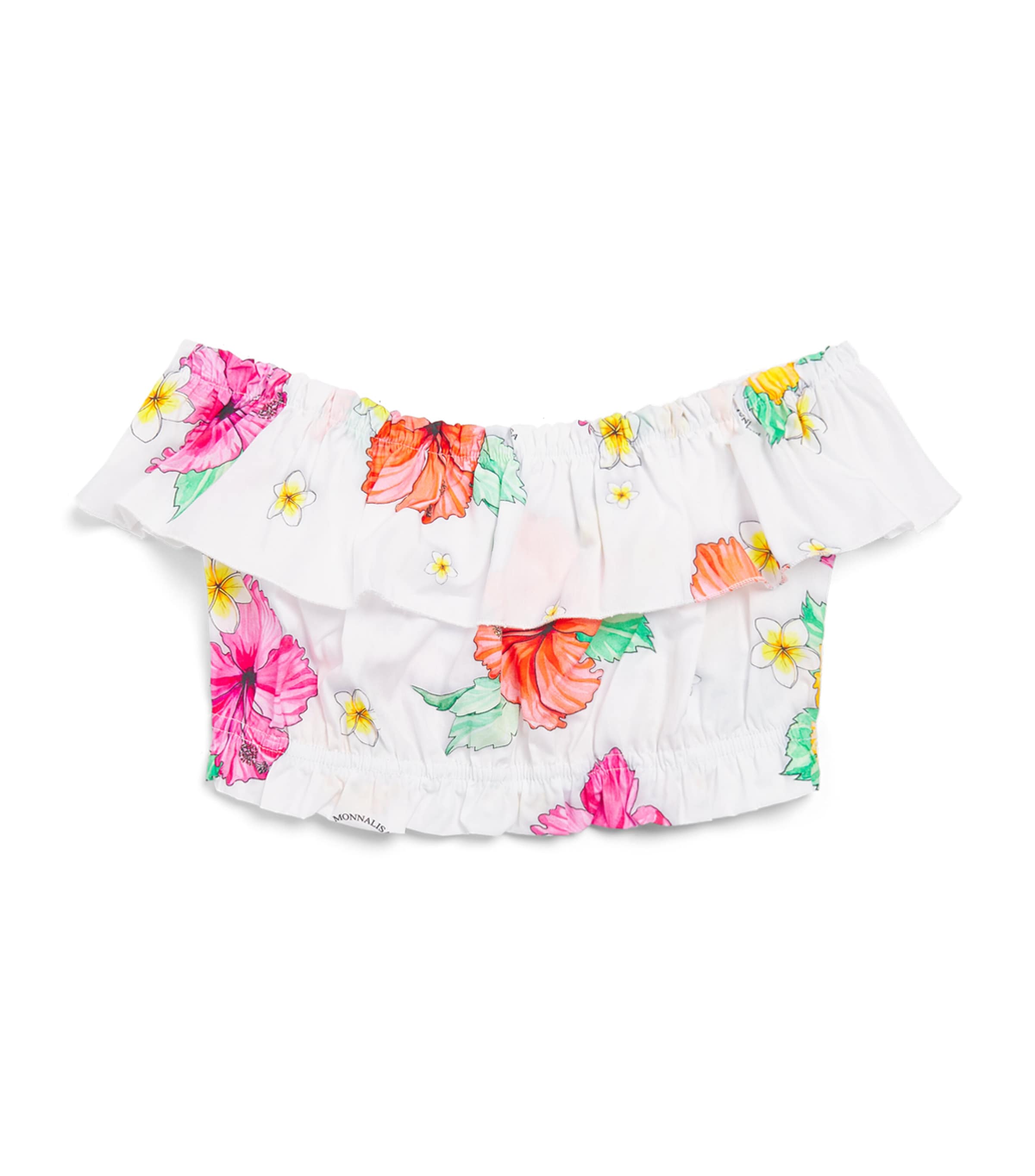 Monnalisa Cotton Poplin Hibiscus Top (2-12 Years) Bianco